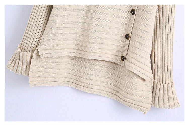 New fashion versatile rib knit with button  7301
