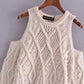 New Fashion Temperament Hohlpullover schulterfreier Pullover mit Rundhalsausschnitt 7205