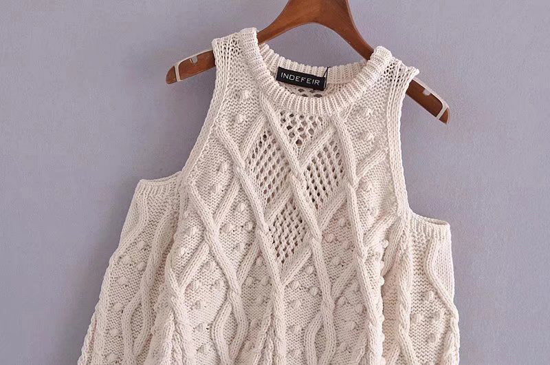 New Fashion Temperament Hohlpullover schulterfreier Pullover mit Rundhalsausschnitt 7205
