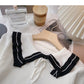 Lace doll neck strap contrast knit college top  6482