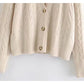 Loose V-neck 8-strand knitted open lined jacket sweater  7192