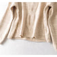 V-neck twisted flower casual loose solid color short knitted sweater 7407