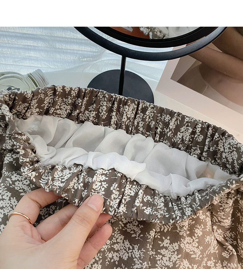 Elastischer Rock in A-Linie mit hoher Taille im Vintage-Stil 5773