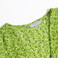Vintage-Kleid mit V-Ausschnitt, schmaler Taille, Knopf und Blumendruck 7042