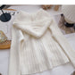 Cardigan hooded knitted coat casual solid color short top fashion  6680