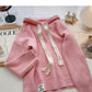 Design sweater tassel drawstring hood loose long sleeve  6083