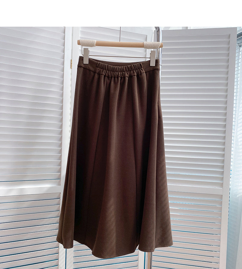 Temperament solid color versatile high waist skirt  5831