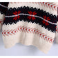 Pull vintage en maille jacquard lâche et décontractée 7490