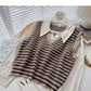 A trendy long sleeved shirt with small foreign style knitted stripe stitching  6331