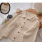 Casual Vintage Lapel long sleeve loose knit top  5872