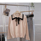 Aging retro contrast Lapel strap flare sleeve top  6673