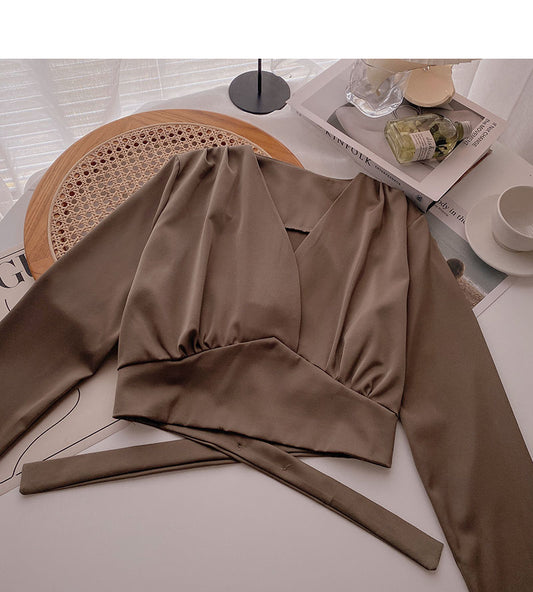 Bandage kurzes Modell französische V-Ausschnitt-Bluse 6279