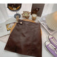 Korean solid color versatile fashion high waist PU leather bag hip skirt  5540