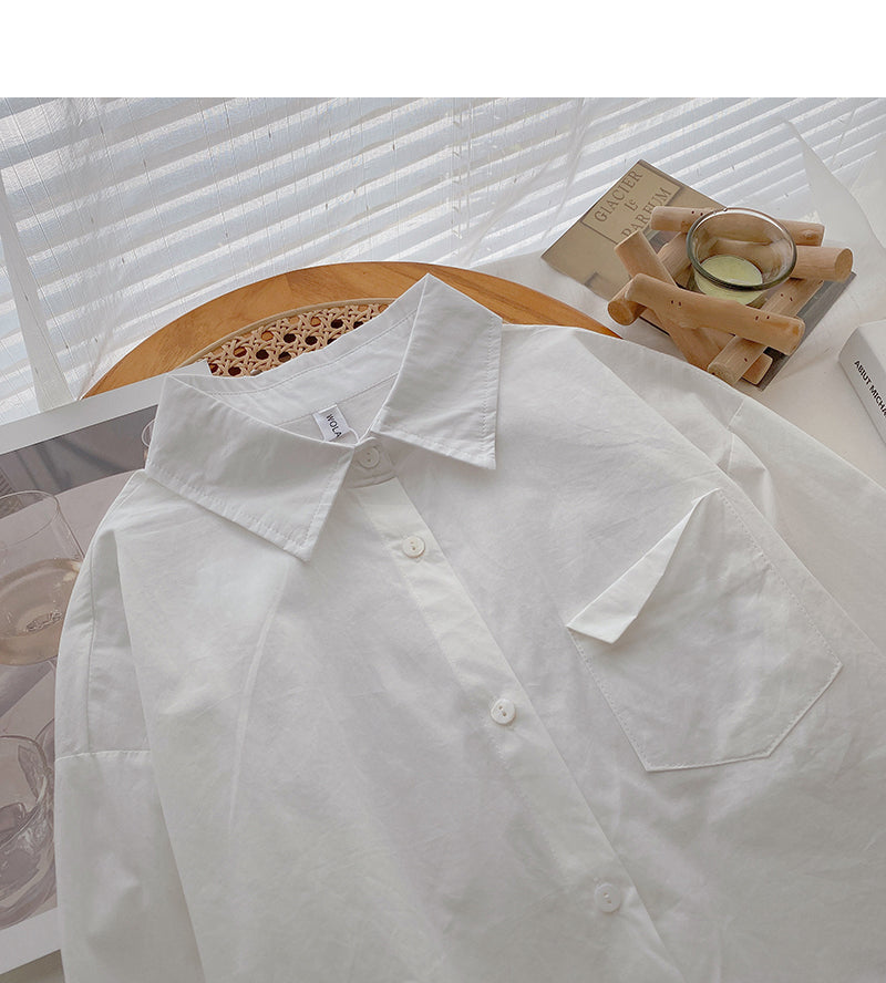 The new Korean style slim temperament loose literary top  6404