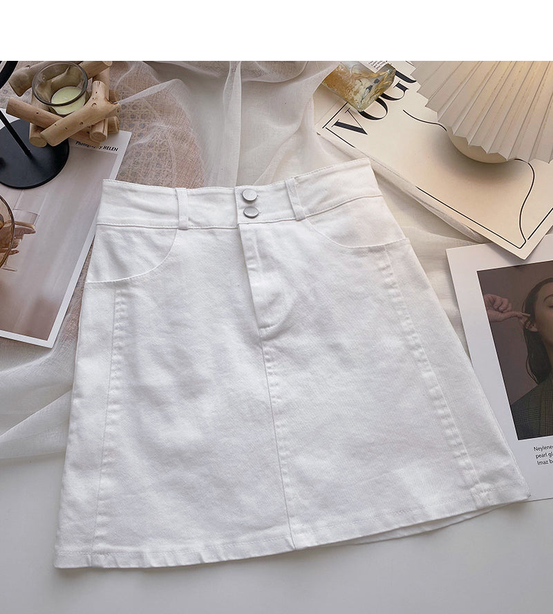 Slim and versatile, simple and light proof high waist skirt  5651