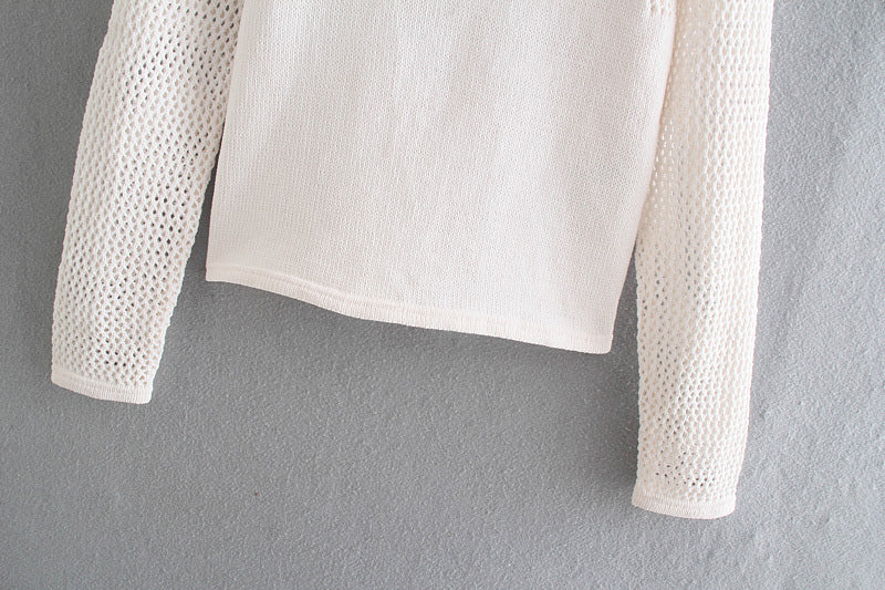 Neues süßes Strickoberteil 7341 mit ausgehöhltem Detail und halbhohem Halsausschnitt