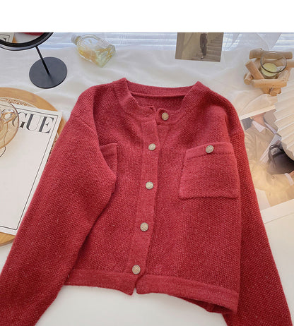 Einreihiger Pullover mit Rundhalsausschnitt in Gold 6091