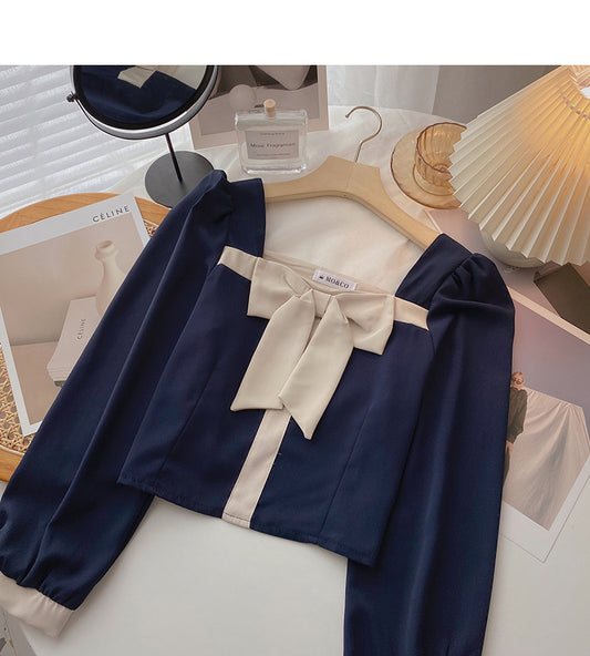 Chemise de style design, pull polyvalent à manches longues 6418
