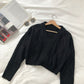 Bandage short V-neck twist long sleeve sweater 5832