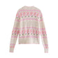 New sweet hollow flower jacquard V-neck knitted coat sweater  7373