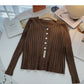 Einreihiger einfarbiger Pullover mit langen Ärmeln 6555