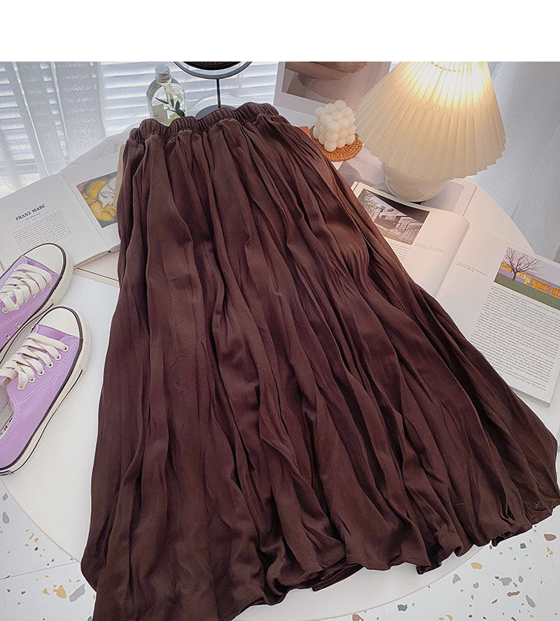 Hong Kong style solid color pleated skirt  5778