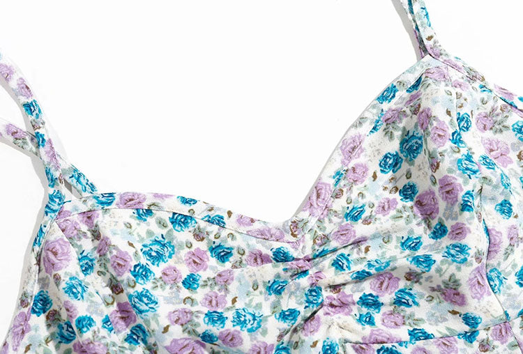 Vintage florales trägerloses Kleid 7068