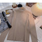 Solid color simple and versatile stand collar Pullover long sleeve Knitted Top  6655