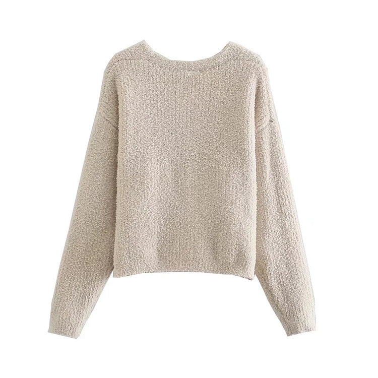 Lockerer und dünner Strickmantel mit Synthetikpelz-Effekt 7510