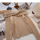 Straight neck irregular thin suspender long sleeve sweater  6444
