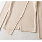 V-neck button irregular slim long sleeved sweater  7465