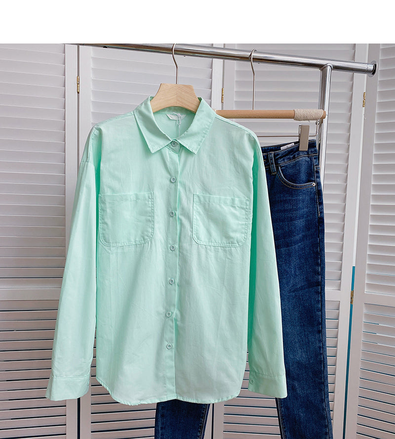 Solid shirt versatile casual design  6394
