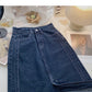 Vintage Port style split high waist denim skirt  5819