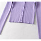 V-neck single breasted high waist open navel knitted cardigan  7385