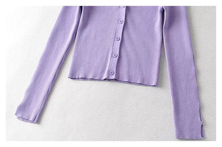 V-neck single breasted high waist open navel knitted cardigan  7385