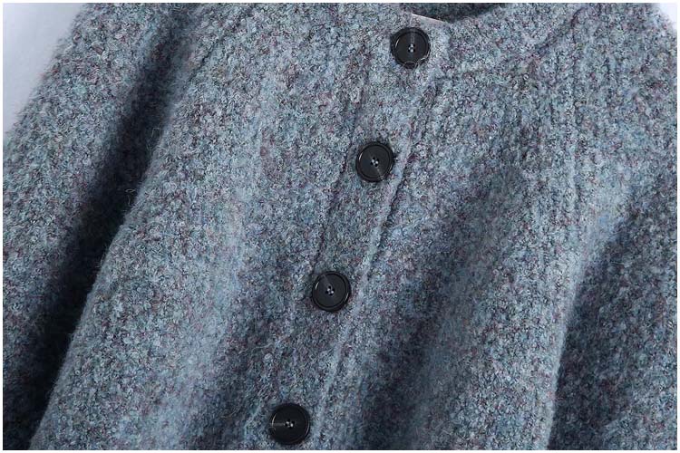 Single breasted loose foreign style retro lazy sweater coat  7218