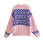 Versatile Korean jacquard loose knit sweater  7411