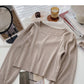 Small man's sweater solid color square neck long sleeve short top  6589