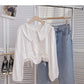 Baby collar single breasted shirt drawstring short slim top  6376