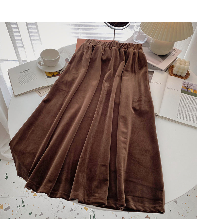Korean version of Hong Kong style, versatile A-line skirt  5742