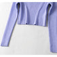 Versatile drip collar slim long sleeve short knit bottomed shirt   7314