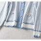 Xiaoxiangfeng V-neck pearl button loose knit cardigan coat  7460
