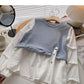 Chemise à manches longues cousue avec motif minoritaire langoureux version coréenne 6324