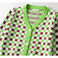 Chessboard Plaid V-neck knitted cardigan slim  7307