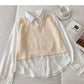 Design sense stitching fake two thin sweaters  6450