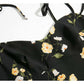 Französisch Retro-Blumen schwarz lange Taille Overknee sexy leicht gekocht 7141