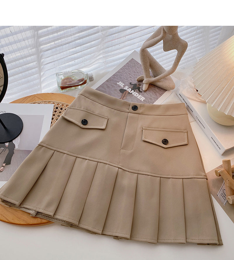Rüschen-Panel-Design für altersreduzierenden Rock in A-Linie mit hoher Taille 5635