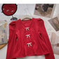 Bow Vintage V-Neck Sweater slim slim long sleeve top  6622