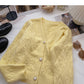 French retro pearl button V-Neck long sleeve top  6125