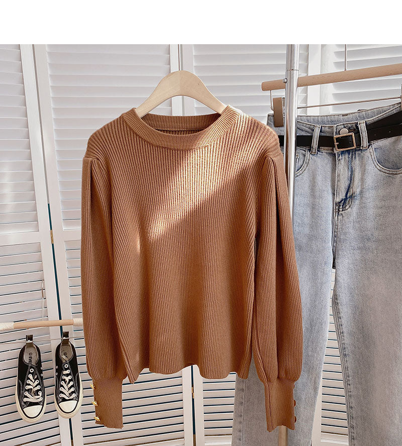 Solider Basic-Pullover Rundhals-Langarmpullover 6146